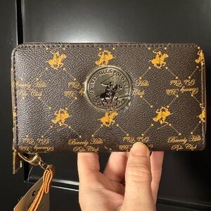 Beverly Hills Polo Club Brown Wristlet with Gold Accents